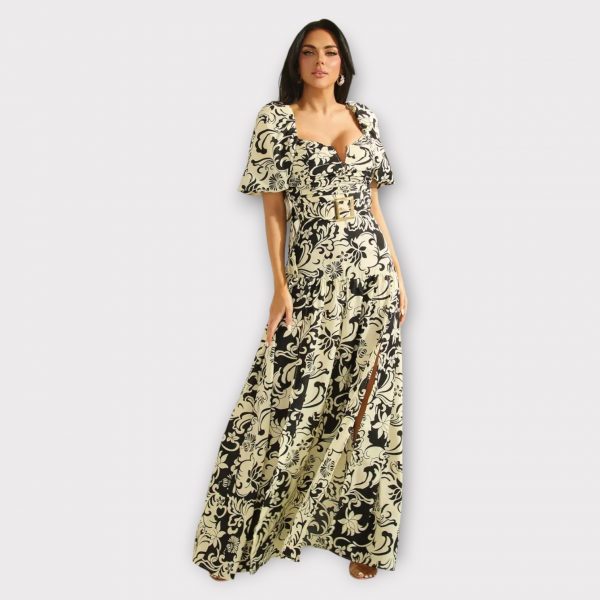 ANA ROBE MAXI À DÉTAIL FENTE AVEC CEINTURE