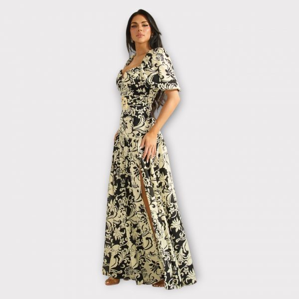 ANA ROBE MAXI À DÉTAIL FENTE AVEC CEINTURE