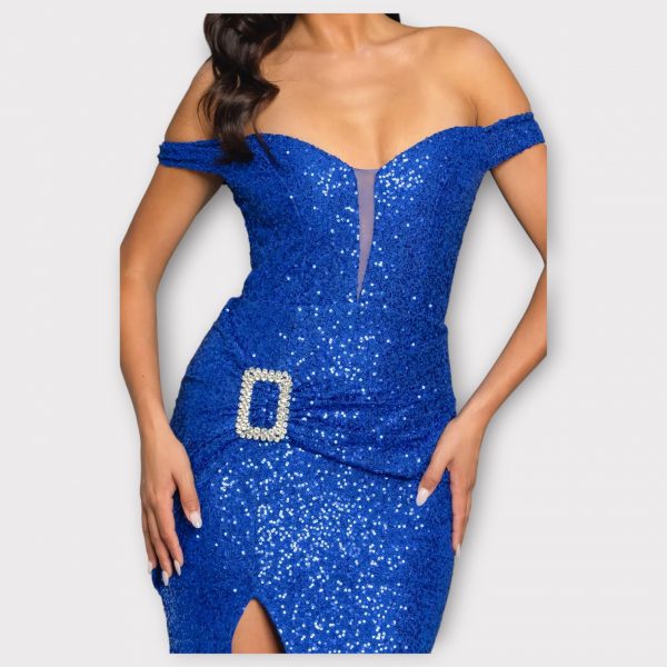 BLANDINE ROBE LONGUE À PAILLETTES À ÉPAULES DÉNUDÉES