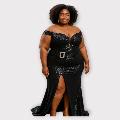 CANDICE ROBE LONGUE À PAILLETTES À ÉPAULES DÉNUDÉES