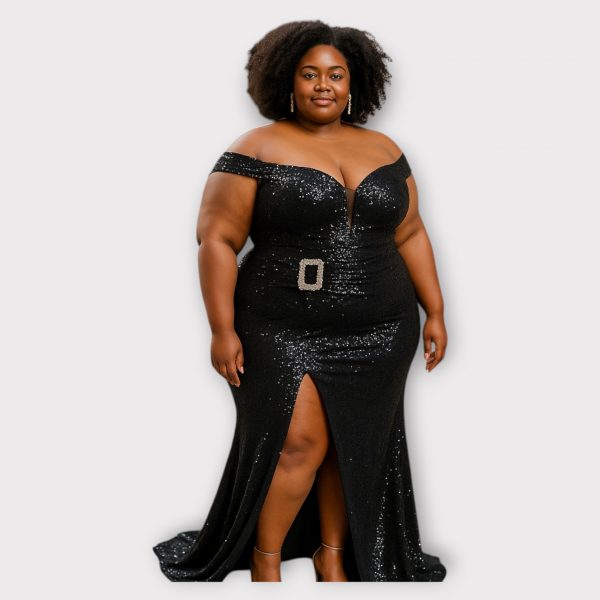 CANDICE ROBE LONGUE À PAILLETTES À ÉPAULES DÉNUDÉES