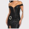 CANDICE ROBE LONGUE À PAILLETTES À ÉPAULES DÉNUDÉES