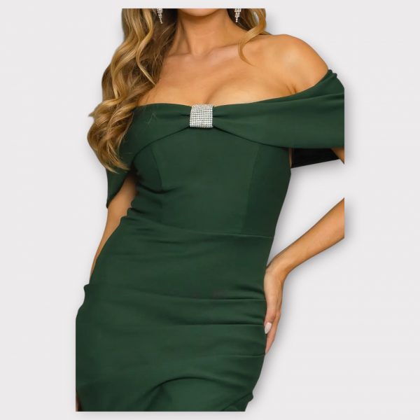 ENOLA ROBE LONGUE À ÉPAULES DÉNUDÉES DE COULEUR UNIE