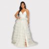 ERSILIA ROBE LONGUE EN TULLE DE COULEUR UNIE AVEC JUPE À VOLANTS
