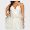 ERSILIA ROBE LONGUE EN TULLE DE COULEUR UNIE AVEC JUPE À VOLANTS