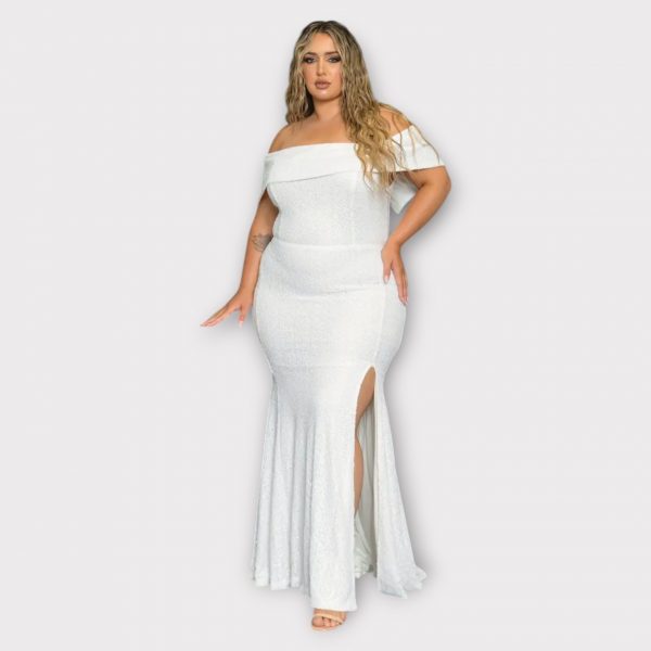 MARCHE ROBE LONGUE À PAILLETTES À ÉPAULES DÉNUDÉES