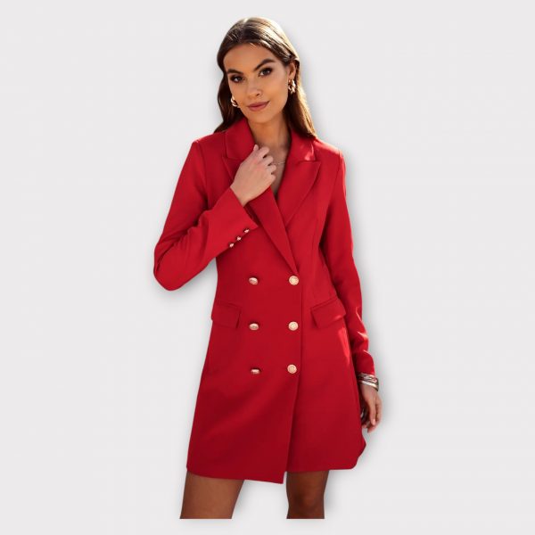 ROXANA VESTE ROBE CROISÉE UNIE AVEC BOUTONNANGE DORÉ