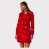 ROXANA VESTE ROBE CROISÉE UNIE AVEC BOUTONNANGE DORÉ