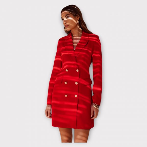 ROXANA VESTE ROBE CROISÉE UNIE AVEC BOUTONNANGE DORÉ