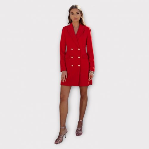 ROXANA VESTE ROBE CROISÉE UNIE AVEC BOUTONNANGE DORÉ