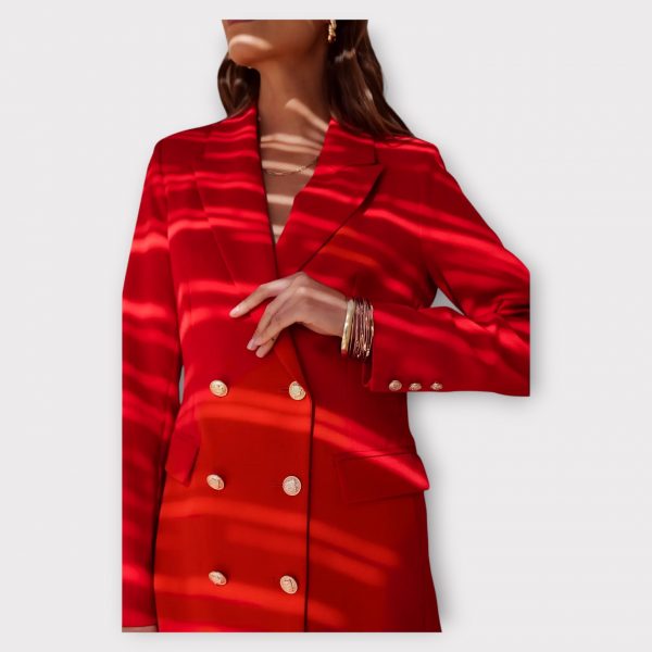 ROXANA VESTE ROBE CROISÉE UNIE AVEC BOUTONNANGE DORÉ