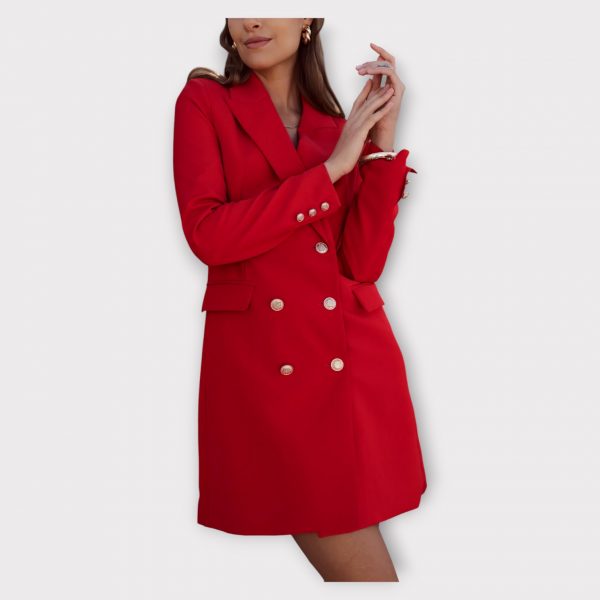 ROXANA VESTE ROBE CROISÉE UNIE AVEC BOUTONNANGE DORÉ