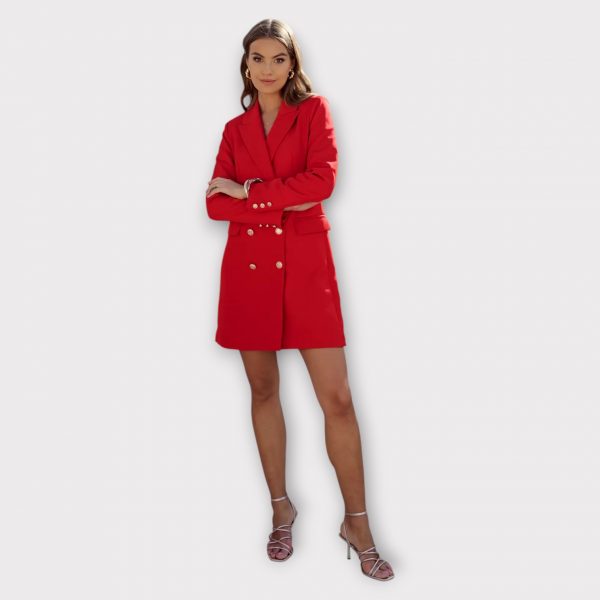 ROXANA VESTE ROBE CROISÉE UNIE AVEC BOUTONNANGE DORÉ