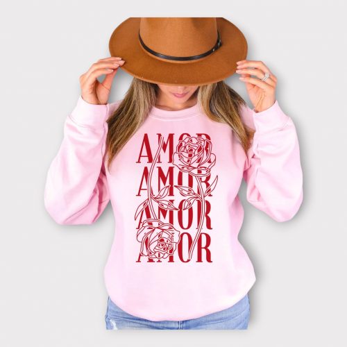 SARA SWEAT-SHIRT RAS DU COUP ROSE AMOR