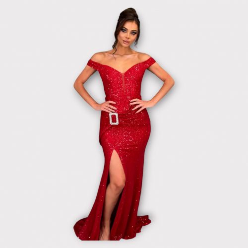 VIRGINE ROBE LONGUE À PAILLETTES À ÉPAULES DÉNUDÉES