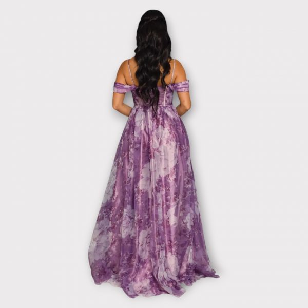YOLANDE ROBE LONGUE CORSET EN ORGANZA À IMPRIMÉ FLORAL