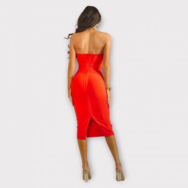 YSABEAU ROBE À BANDAGE AVEC DÉTAILS EN STRASS