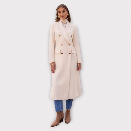 ZELIA VESTE MANTEAU LONG CROISÉE CINTRÉE