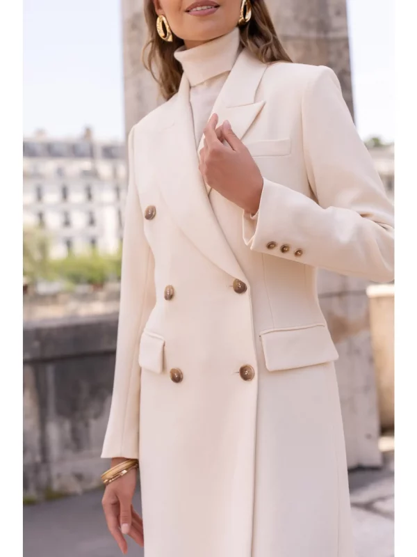 ZELIA VESTE MANTEAU LONG CROISÉE CINTRÉE