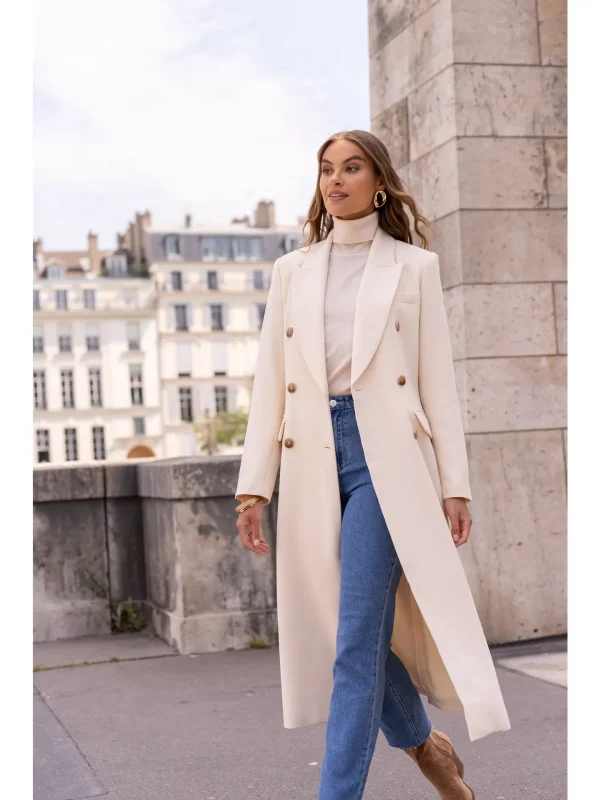 ZELIA VESTE MANTEAU LONG CROISÉE CINTRÉE
