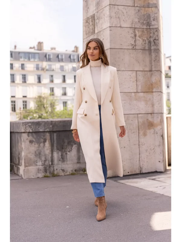 ZELIA VESTE MANTEAU LONG CROISÉE CINTRÉE