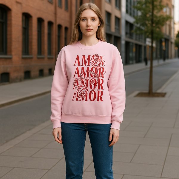 SARA SWEAT-SHIRT RAS DU COUP ROSE AMOR