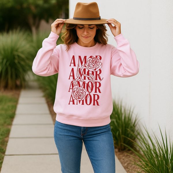SARA SWEAT-SHIRT RAS DU COUP ROSE AMOR