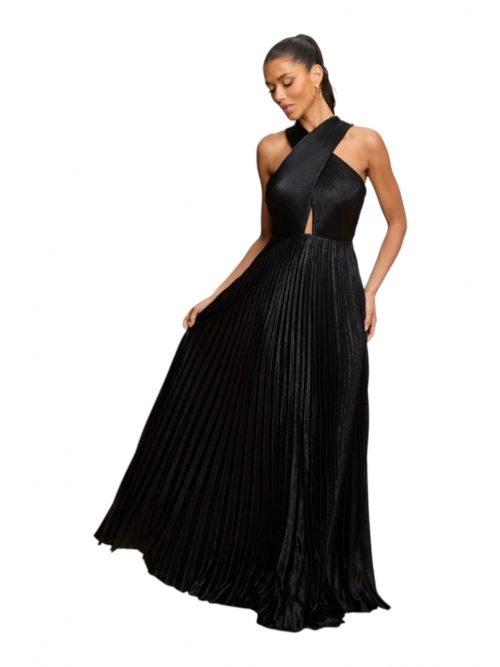 IRENE IRENE ROBE LONGUE PLISSÉE MÉTALLIQUE AVEC NOEUD