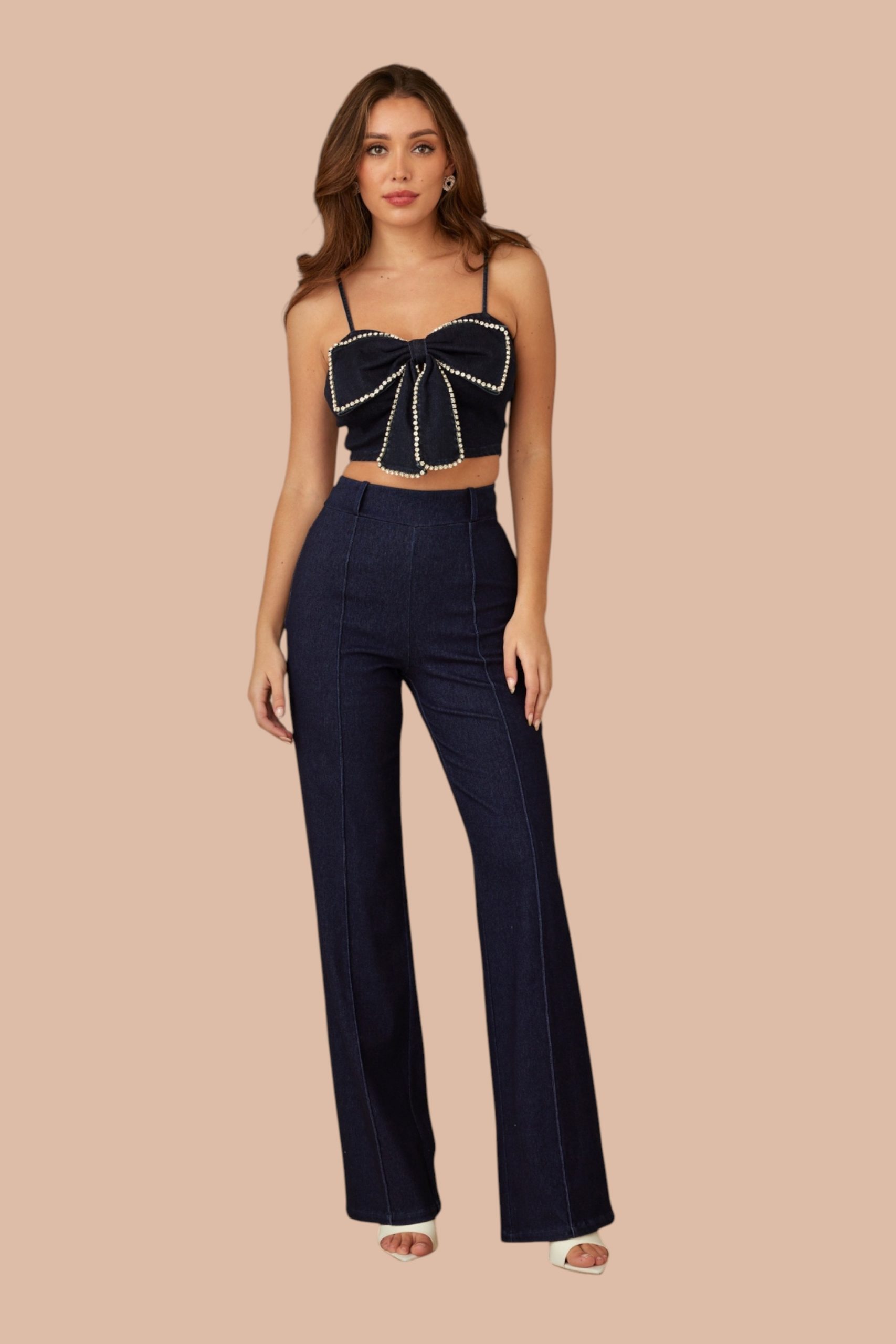 Dove Crop top nœud strass