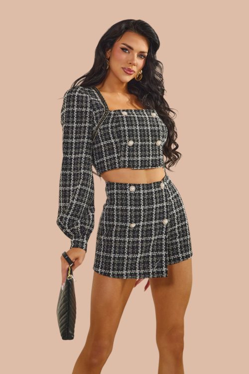 Olympe Ensemble skort en tweed manches longues