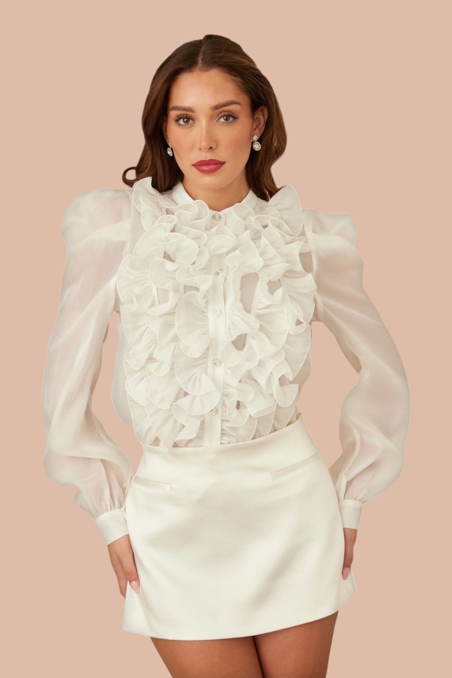 Perrine Blouse transparente à volants